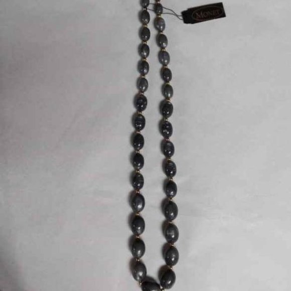 60'S NIB SIGNED MONET NECKLACE GRAY SWIRL LUCITE - Picture 5 of 5